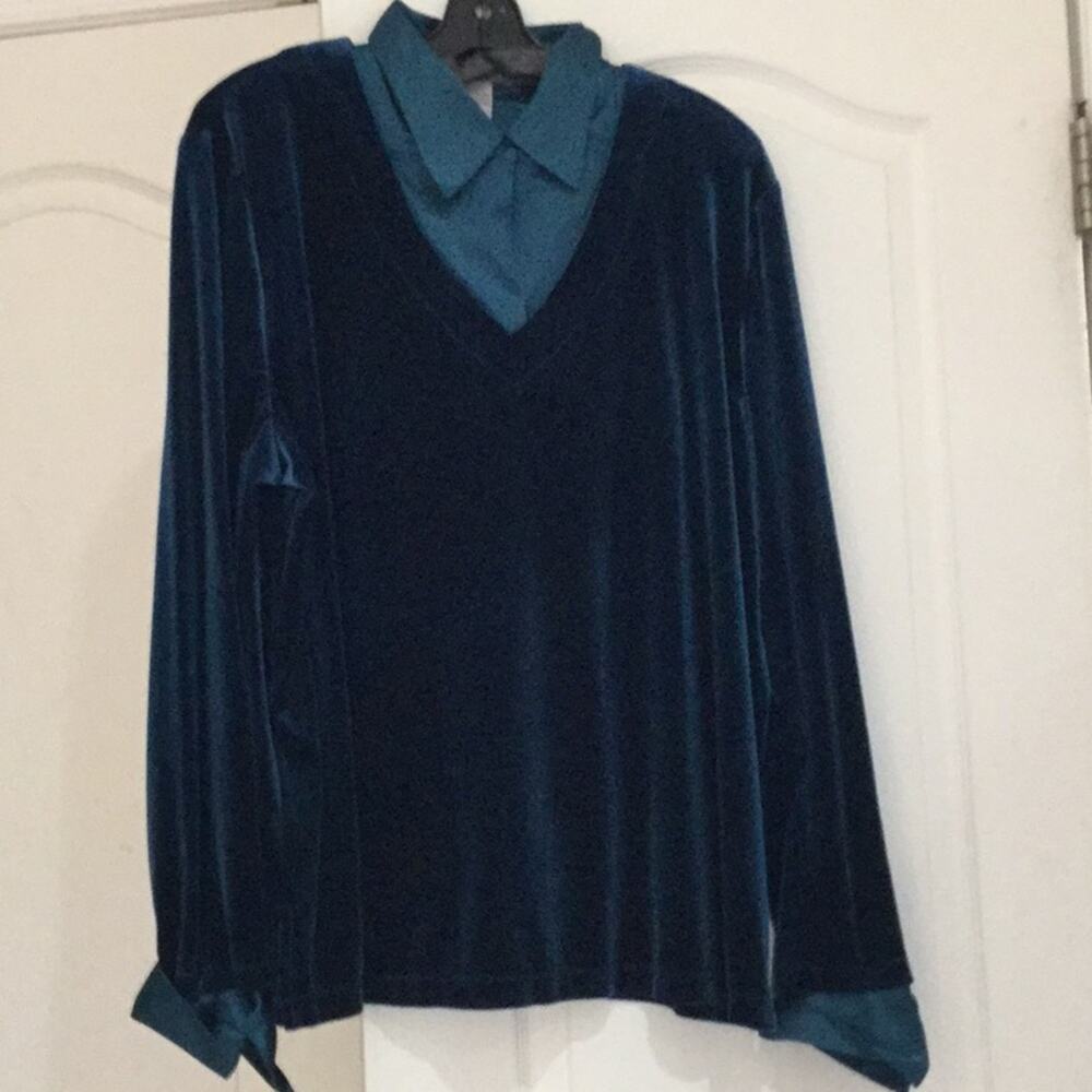 Notations 1x deep teel blouse worn once velvety